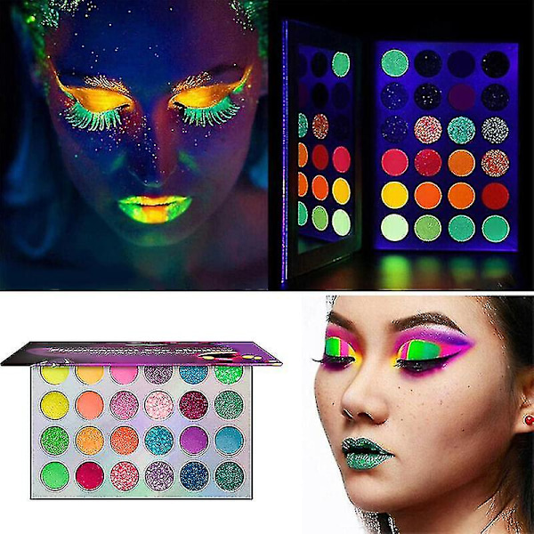 24 färger glitter neon glitter ögonskugga palett  långvarig