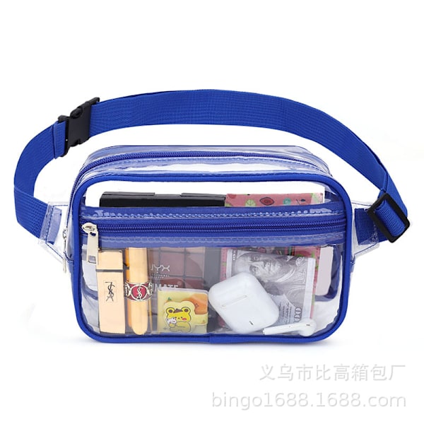 Genomskinlig PVC-väska Transparent Strandväska Crossbody-väska Midjeväska Konsertväska blue