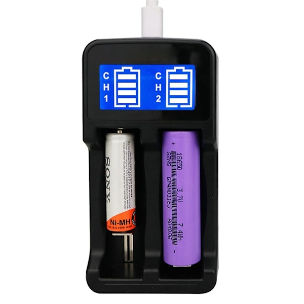 18650 26650 16340 Batterilader Intelligent LCD-indikator for A/AA/AAA/AAAA