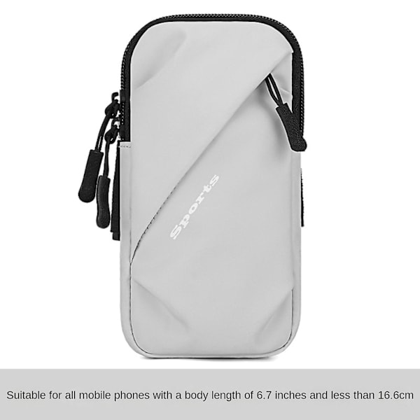 Puhelimen pidike, pieni crossbody-olkalaukku käsivarsinauhalla, sopii iPhoneen ja Androidiin, käytettäväksi juoksuun, kävelyyn, vaellukseen ja pyöräilyyn light grey