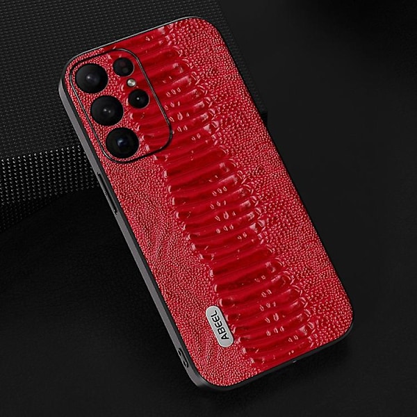 Mobiltelefonskal i äkta läder från Abeel Weilai-serien för Samsung Galaxy S23 Ultra 5G Red