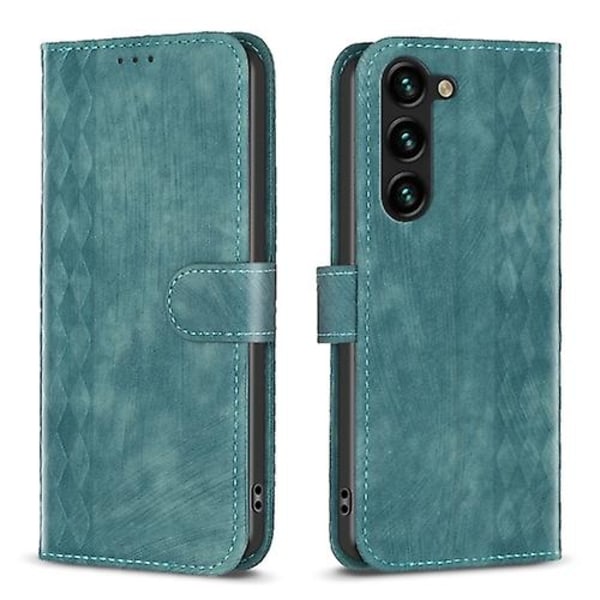 Mobiltelefonskal i rutiga, präglad läder för Samsung Galaxy S24+ 5g Green