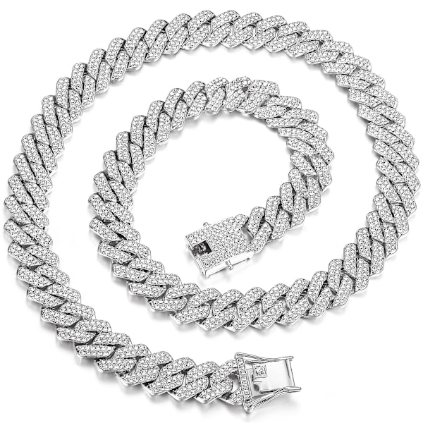 Miesten Cuban Links -ketju 13 mm kaulakoru kulta hopeapinnoitettu kaulakoruketju timantti