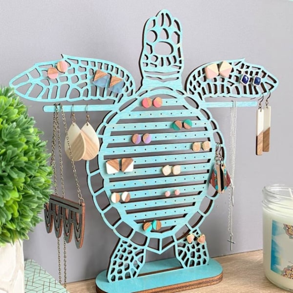 Sjösköldpaddsörhänge Display Organizer Stor Kapacitet Stabil Bas Butik Halsband Armband Display Stativ Heminredning Smyckeshållare Örhängehållare Brown