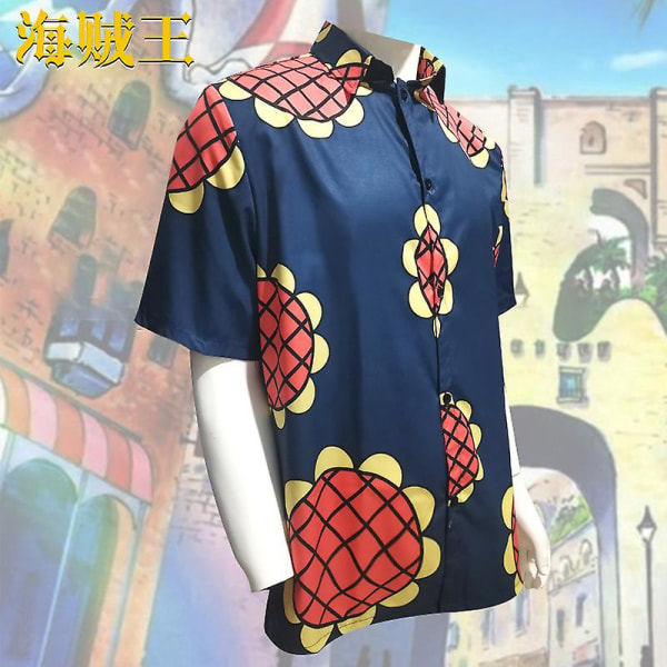One Piece Cos Luffy Shirt Sunflower casual paita lyhythihainen Cosplay päivittäiset vaatteet purplish blue L