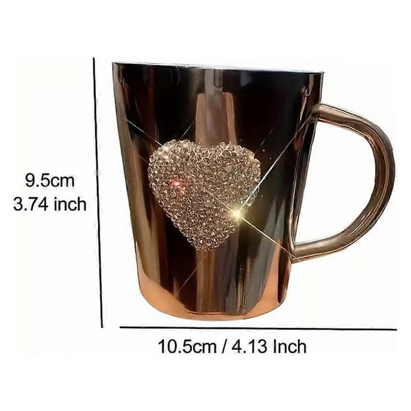 Hjerteformet Krystall Rhinestone Rustfritt Stål Kaffe- og Ølkrus