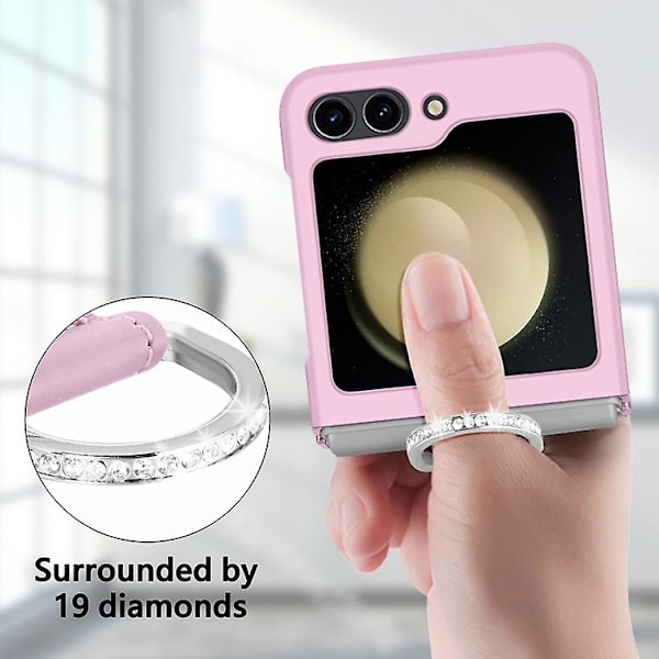 Skin-känsla Diamant Ring Stötskyddande Mobilskal för Samsung Galaxy Z Flip5 5g Pink