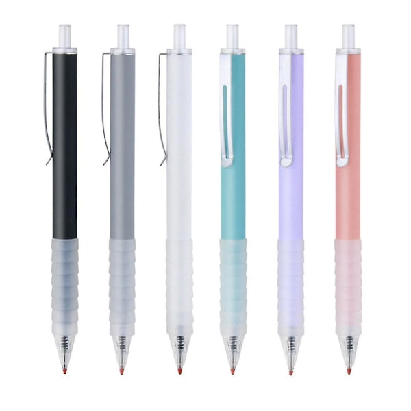 Kuglepenne 6 stk. Grip Pen - 0,5 mm sorte kuglepenne med blødt greb, sølvklips og sort blæk