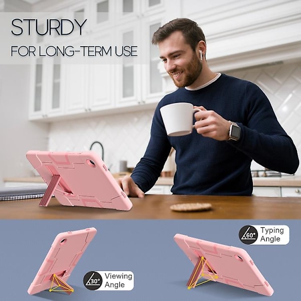 Samsung Galaxy Tab A9+ -tabletin kontrastivärisellä silikonilla ja PC-materiaalilla valmistettu suojakotelo telineellä