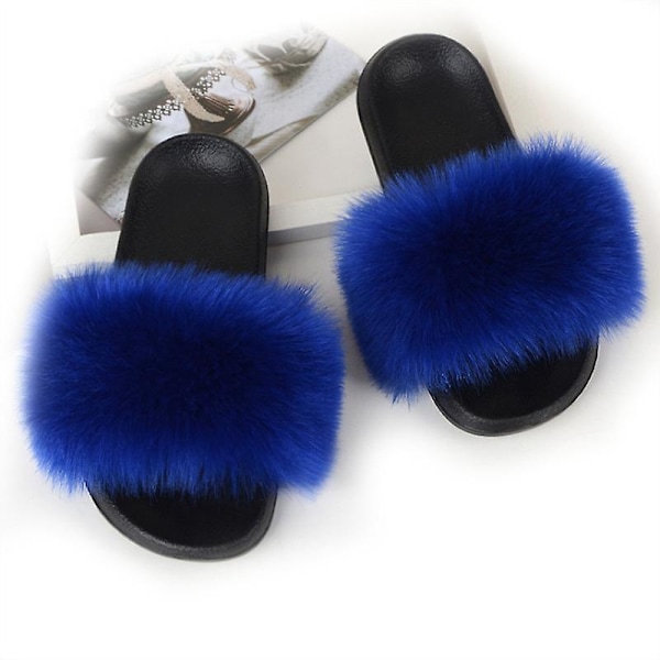 Mimigo Kvinders Kunstig Pels Slides Kvinders Slides Fuzzy Sandaler Flip Flop Pels Slides Bløde Flade Til Indendørs Udendørs 12 SIZE 44-45