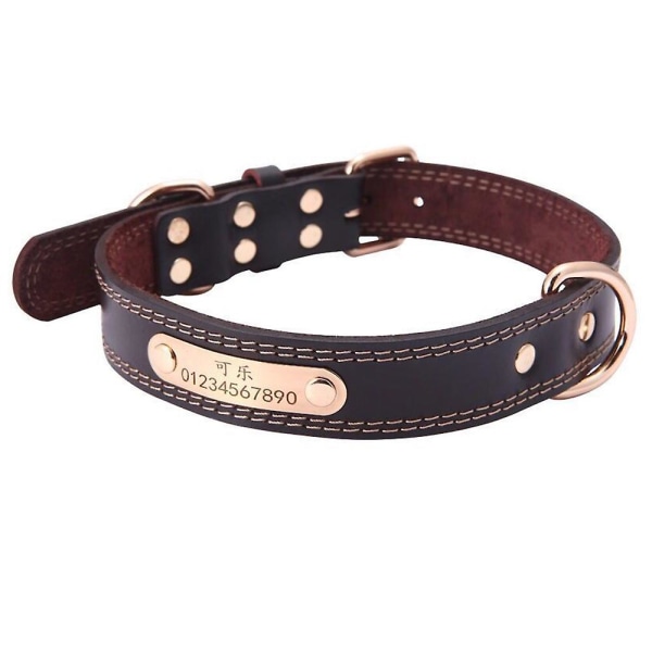Rivet Dog Collar Leather Pet Collar Dog Small Medium To Large Dog Upholstered Brown Black