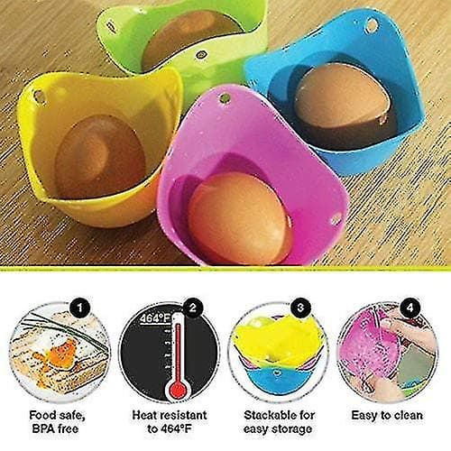 Silikon Eggkoker Kopper - Sett med 6 - Perfekt for å lage Kokte Egg