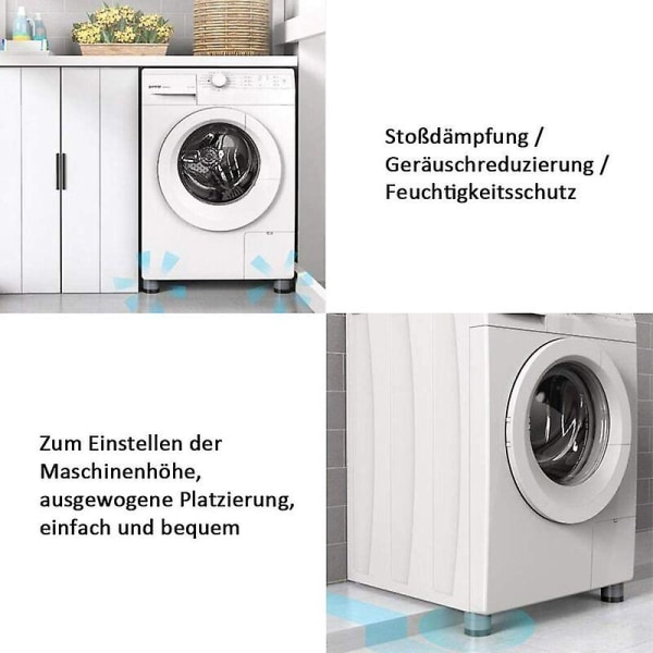4 stk Anti-vibrationspuder Universal Vaskemaskine Anti-vibrationspude Fødder Stabilisator piedestal til vaskemaskine Køleskab