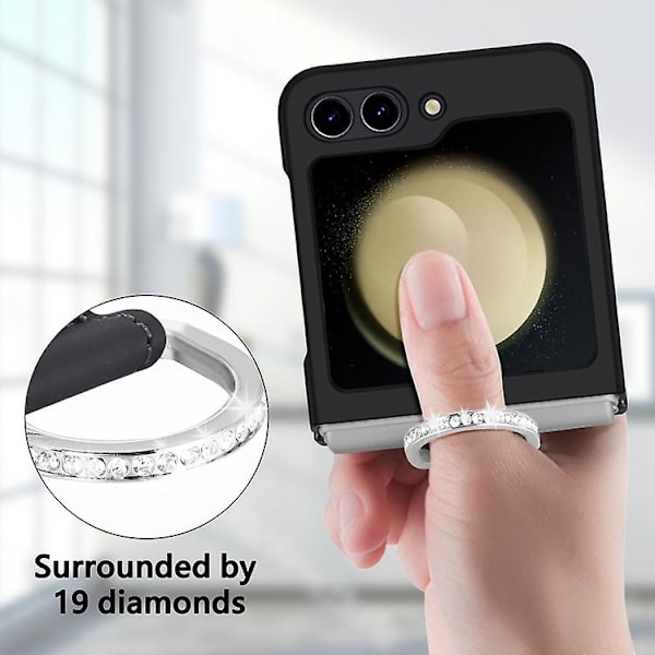 Skin-känsla Diamant Ring Stötskyddande Mobilskal för Samsung Galaxy Z Flip5 5g Black