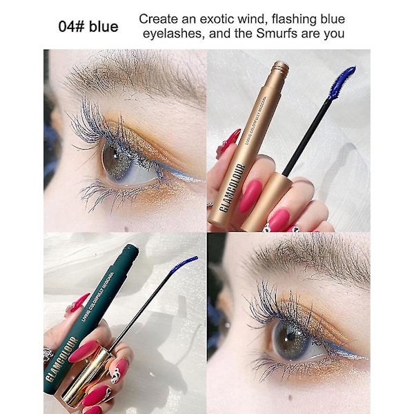 Magisk färg smal mascara, vattentät hälsosam längd mascara för starkare, lång Slender-blue