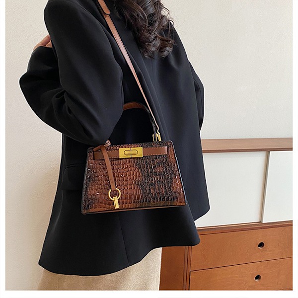 Dam Mode Tote Handväska Dam Läder Messenger Crossbody Väska Justerbar Rem Daglig Shopping Brown
