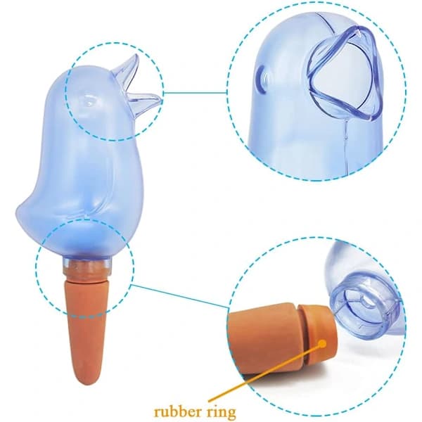 Fågelformad automatisk bevattningsanordning, transparent blomkruka, 4-pack