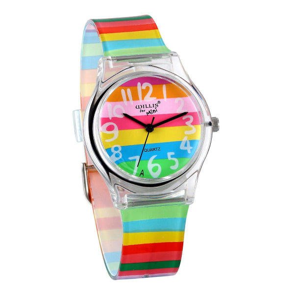 Kid Watches For Ages 6-16 Children Little Girls Quartz Watch Cute Colorful Rainbow First Time Teacher Easy Read Wrist Watches