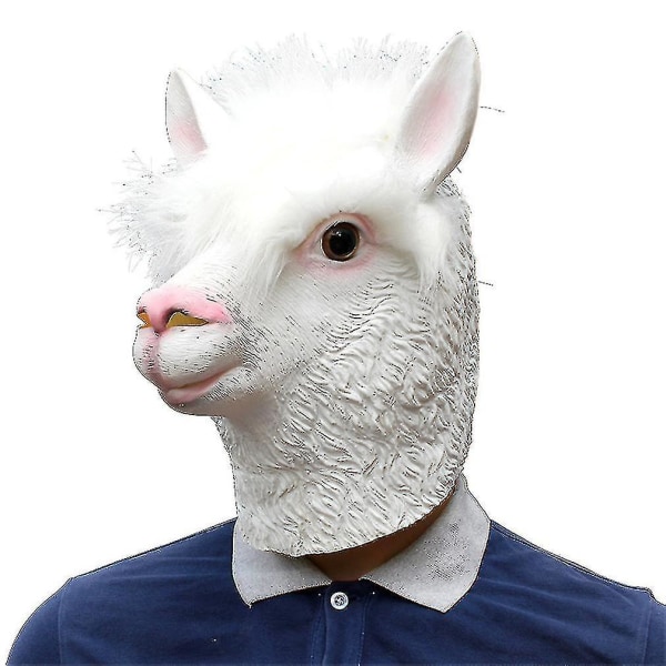 Halloween Hvit maske Festrekvisita Animal Latex Mask Alpakka Kamel Geit Fest Kostyme rekvisitter