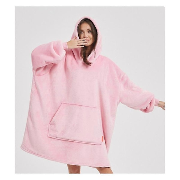 Stor Bärbar Filt Sherpa Fleece Filt Hoodie Bekväm Mjuk Varm Tjock Stor Huvad Tröja Hoodie Filt för Vuxna Kvinnor Flickor Tonåringar PINK