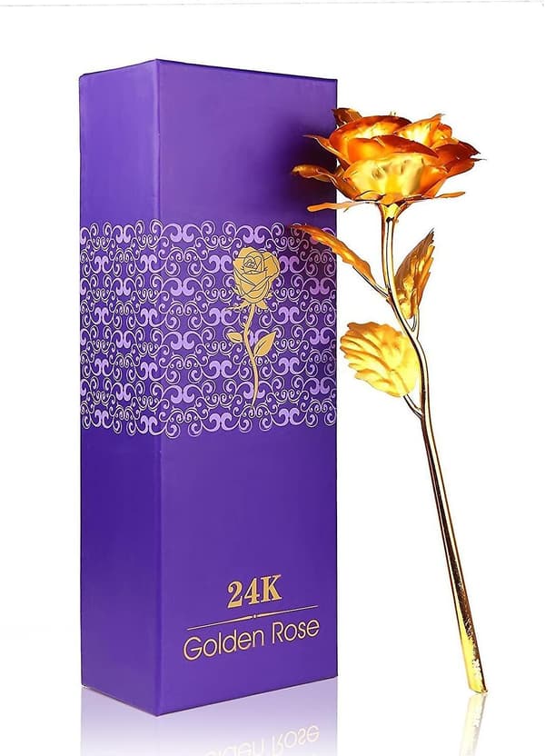 24k gullblad roseblomst, full blomst, gave til morsdag, bursdag, valentinsdag gold