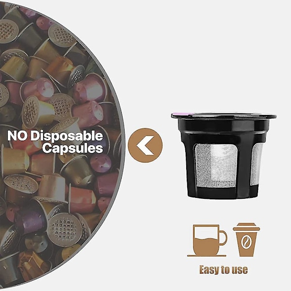 Genanvendelige K Cups til , 6-pak K Cup Genanvendelige Kaffepods med Plastik, Genopfyldningsbare K Cup Kaffepods W