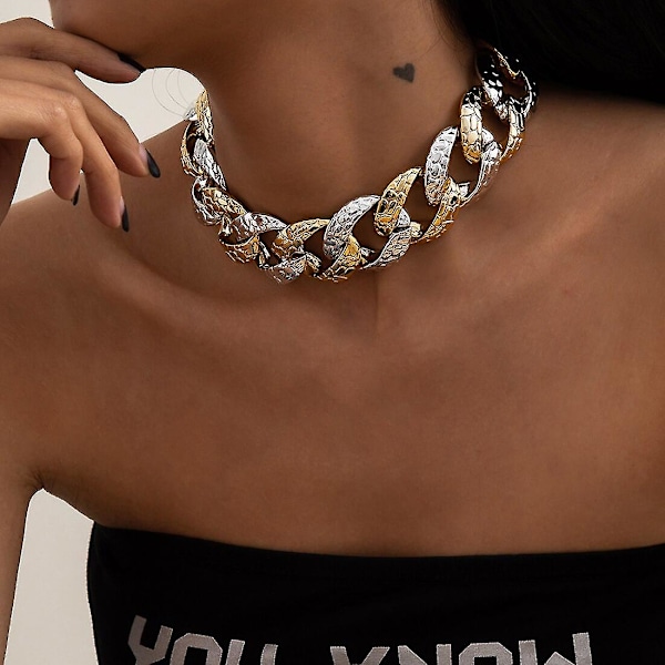 Høj kvalitet punk lås kæde erklæring halskæde kvinder hip hop snoet tyk gotisk smykker halskæde steampunk Color Silver Color 9