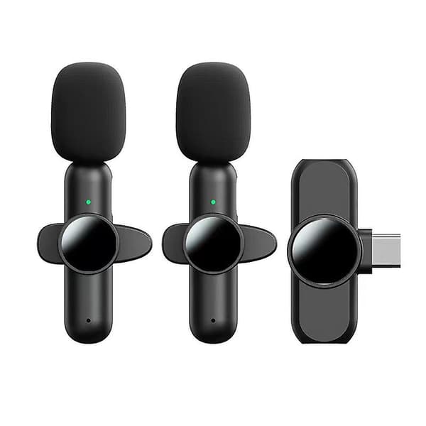 2-pak trådløs lavaliermikrofon, plug and play professionel mini trådløs lavaliermikrofon, trådløs mikrofon til vlogging live-udsendelse C