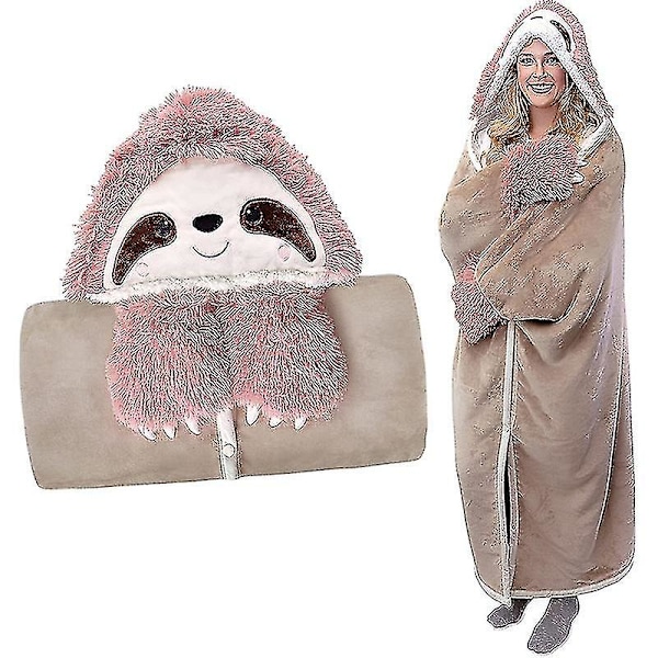 Storlek Hoodie-filt för kvinnor - Söt Sloth Sloth