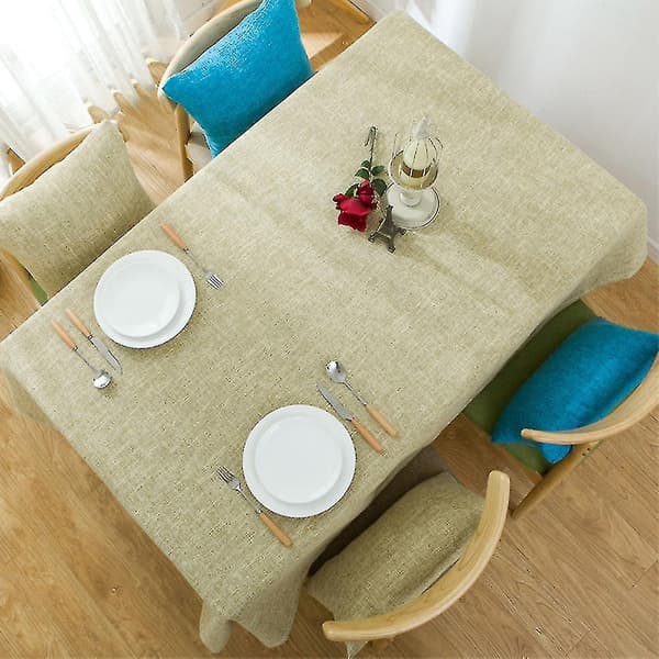 Bomullslinduk Rektangulær Spisebordduk Dekor Khaki 110x110cm