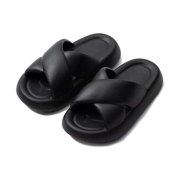 Pude Slippers til Kvinder og Mænd - Anti-Skridsikker, Hurtigttørrende Bruse-Slides, Badeværelsessandaler, Ultra-Pude, Tyk Sål black 40 to 41