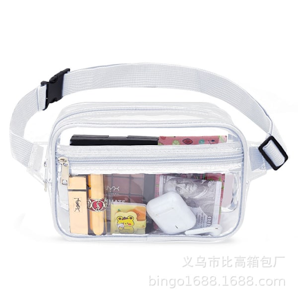 Genomskinlig PVC-väska Transparent Strandväska Crossbody-väska Midjeväska Konsertväska white