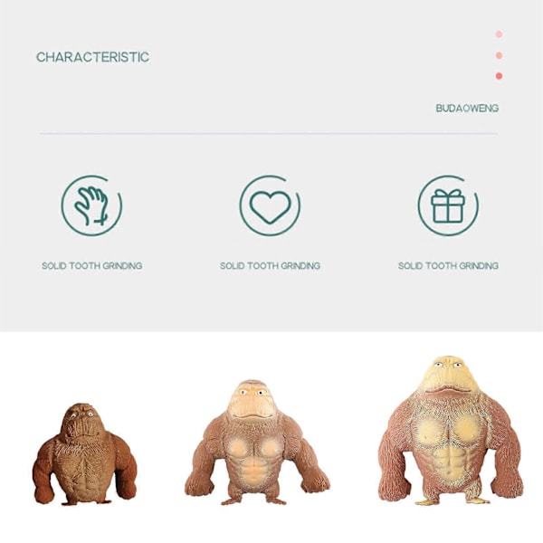 Knus Orangutang Fidget Orangutang Abe Stresslegetøj Elastisk Abe Legetøj, 100% Ny Grey 15*12