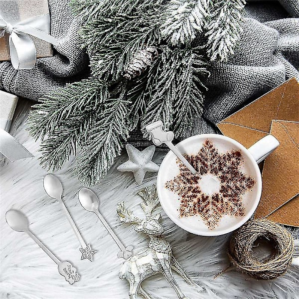 16 stk. Julepynt til hjemmet Rustfrit Julekaffeskeer Dessert Skeer Spisebestik Køkken N