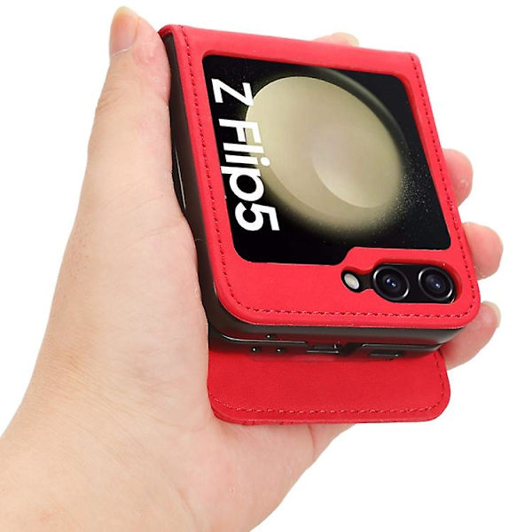 Samsung Galaxy Z Flip5 5g Skin-følelse Halvdelt Eksternt Kort Slot Foldbar Mobiltelefon Etui Red