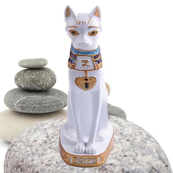 Hjemmedekorasjon Katt Ornament Egyptisk Katt Figur Statu Dekorasjon Vintage Katt Gudinne Bastet Statue   Fingerferdighetsspill White