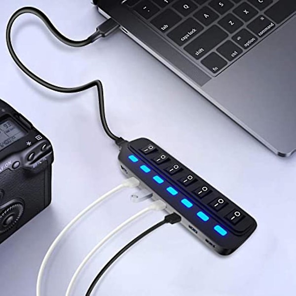 Usb2.0 Hub Multi-port Usb3.0 Højhastighedsoverførsel 7-port Hub Splitter