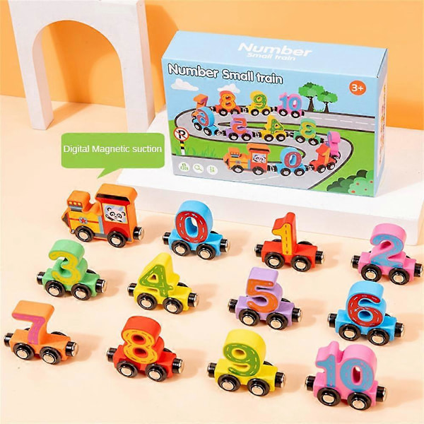 Magnetisk Digitalt Tog Byggeklodser Samling Bil Pædagogisk Børn Træ knot magnetic digital train 12 pcs
