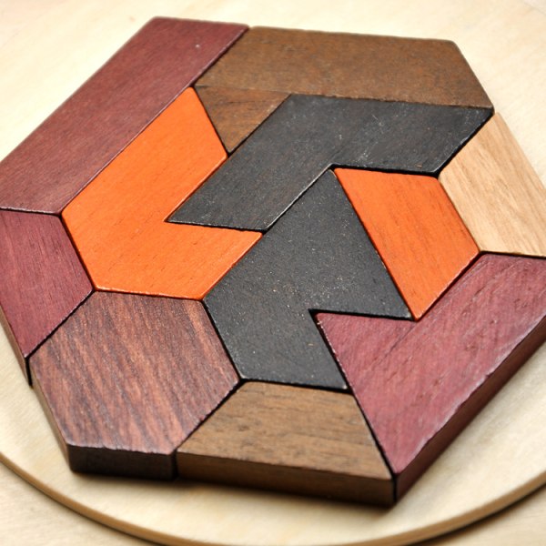 Hexagonal Tangram Wooden Puzzle for Children and Adults