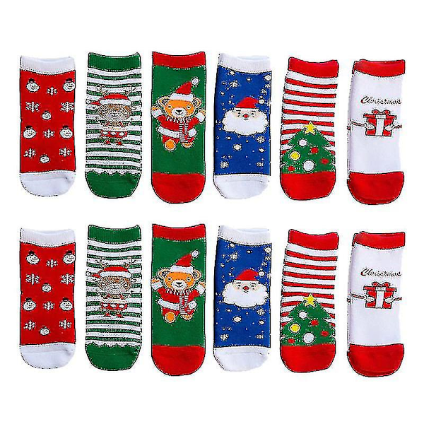 6 Pairs Combed Cotton Children's Cartoon Christmas Stockings Creative Warm Socks