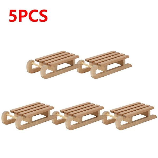 10-1stk Mini Simulering Sne Slæde Håndlavet Træ Slæde Desktop Craft Hjem Indretning Sne Slæde Ornament Lugtfri til Dukkehus   Fingerfærdighedsspil 5pcs