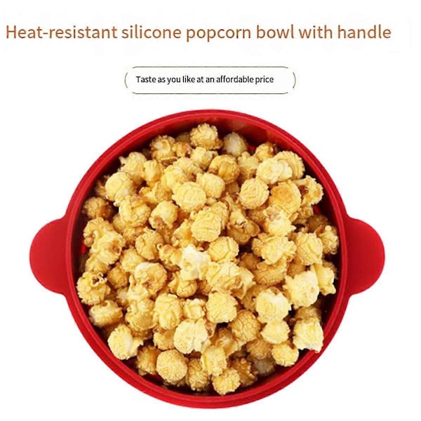 Fällbar Mikrovågsugnspopcorntillverkare i Silikon Popcorn Skål med Lock