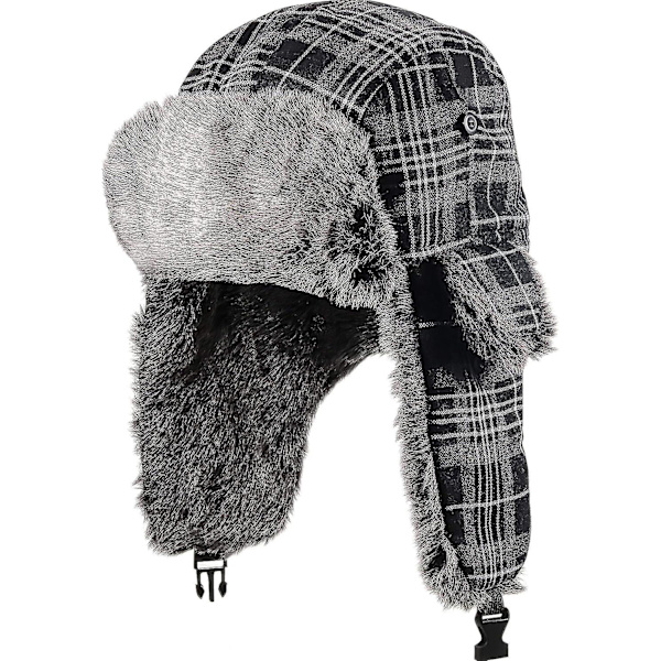Trapper Hat med Falsk Pels Tartan Øreklapper - Vinter Jagthue med Varmt For