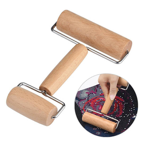 2-in-1 puinen rulla 5D timanttimaalauskirjonta taidekäsityö DIY rullatyökalu