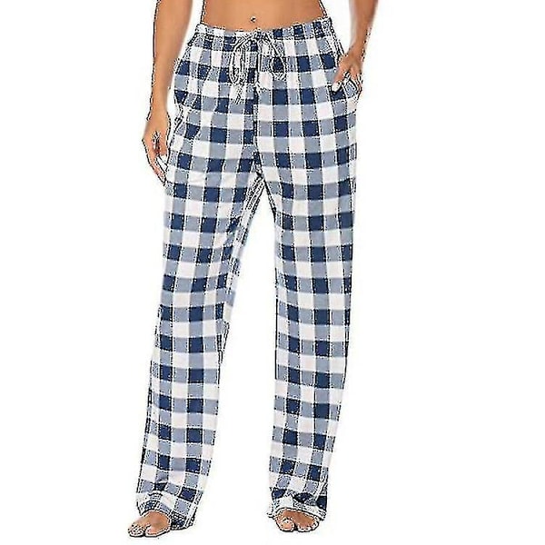 Myke Flanell Sjekkede Pyjamasbukser for Menn blue S