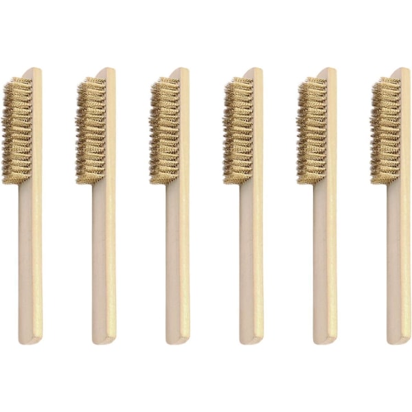 6 Pcs Brass Brush, Wire Brush Set, Wire Brush With Brass Bristles 200mm, Brass Wire Brushes, For Cleaning Sweat Stains, Rust And Deep Cleaning