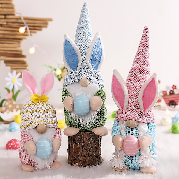Påskdvärgdocka Dekoration Tomte Kanin Ornament Kanin Docka för Vårgåva C
