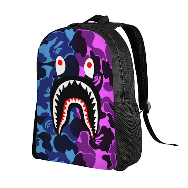 Unisex Bape Shark Camo -reppu, koululaukku, kirjalaatikko, rento päiväretkireppu