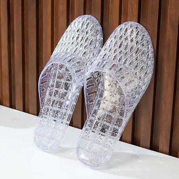 Sommartofflor Kvinnor Transparent Jelly Material för Inomhus- och Utomhusbruk Dusch Strand Pool White 40