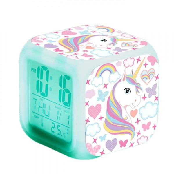 Touch Girls Alarm Clocks, Unicorn Night Light Kids Alarm Clocks With 3 Sided Unicorn Kinds Of Led Glowing Wake Up Bedside Clock Gifts #7